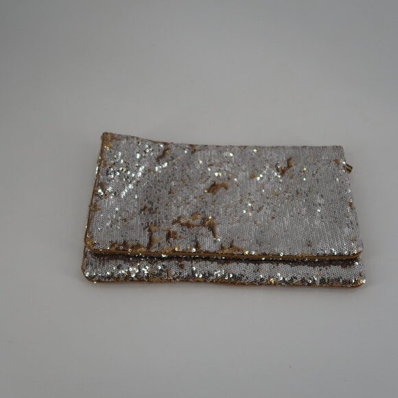 BCBGMaxAzria Silver Gold Sequin Clutch - Picture 8 of 10